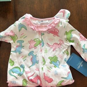 Magnolia baby pink green blue dinosaur onesie BNWT